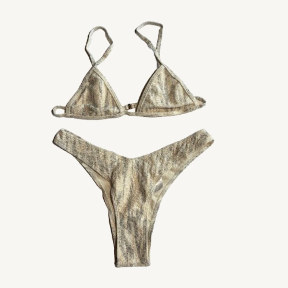 NWT Sumwon by Shein Animal Print Shiny Triangle Bikini Set Size Medium